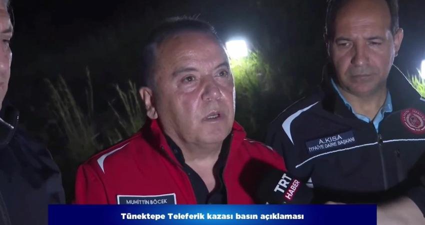 Antalya Büyükşehir Belediye Başkanı Muhittin Böcek, Konyaaltı’nda meydana gelen teleferik