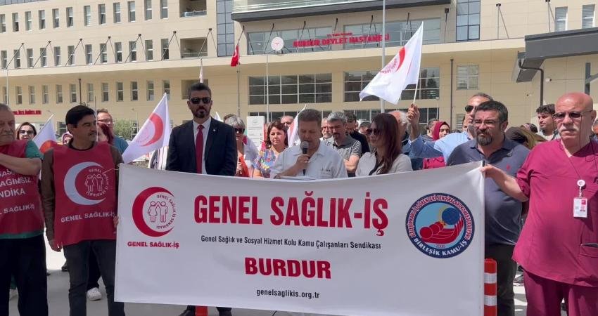 Burdur’da sağlık emek-meslek örgütleri, ‘vergide adalet’ talebiyle eylem yaptı. Genel