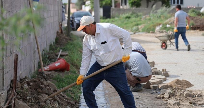 Çine Belediyesi ekipleri, Çaltı Mahallesi’nde sağanak yağışın ardından oluşan birikintiler