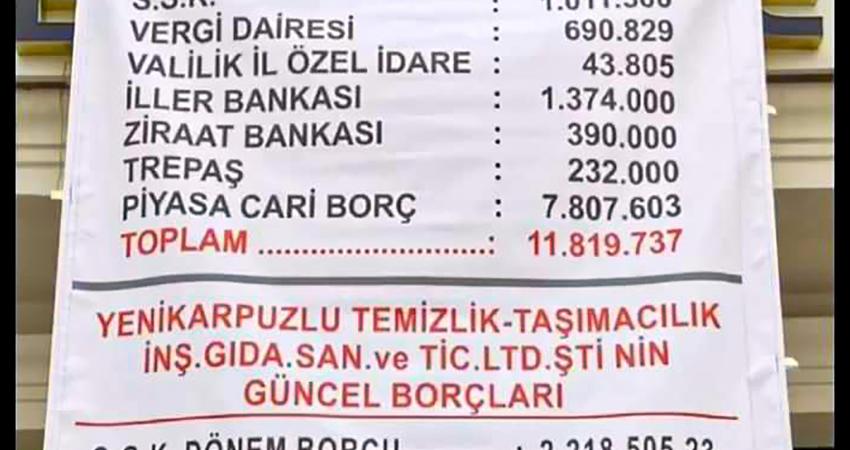 Edirne Yenikarpuzlu Belediyesi, AKP’den Kalan Borçları Pankartla Belediye Binasına Astı: 16 Milyon 106 Bin TL