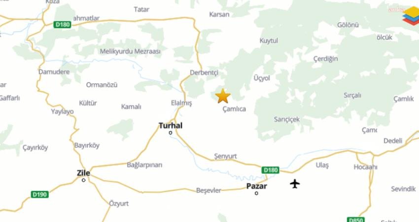 Tokat’ın Turhal ilçesinde saat 15.03’te 4.1 büyüklüğünde deprem meydana geldi.