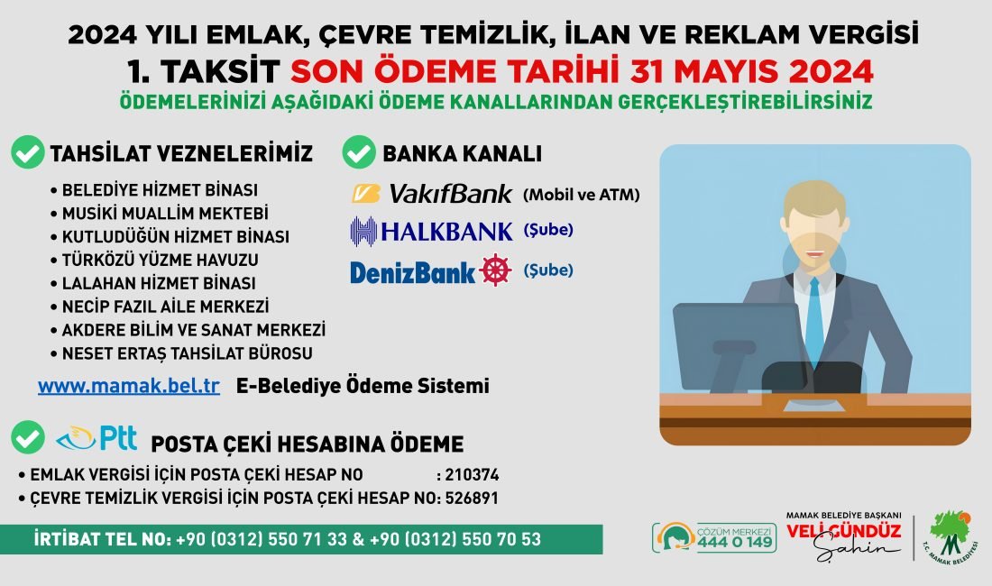 Mamak Belediyesi; emlak, çevre temizlik vergisi, ilan ve reklam vergisi