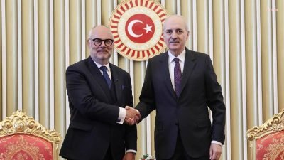 Estonya Cumhurbaşkanı Alar Karis, Türkiye Büyük Millet Meclisi Başkanı Numan Kurtulmuş'u