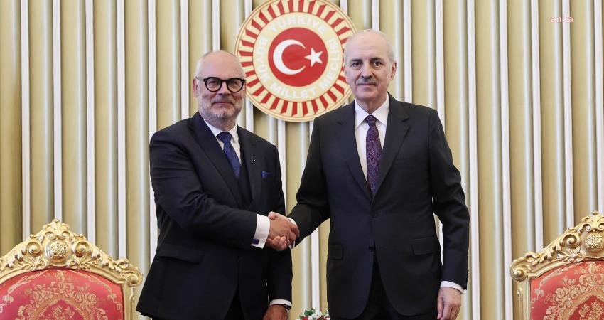Estonya Cumhurbaşkanı Alar Karis, Türkiye Büyük Millet Meclisi Başkanı Numan Kurtulmuş'u