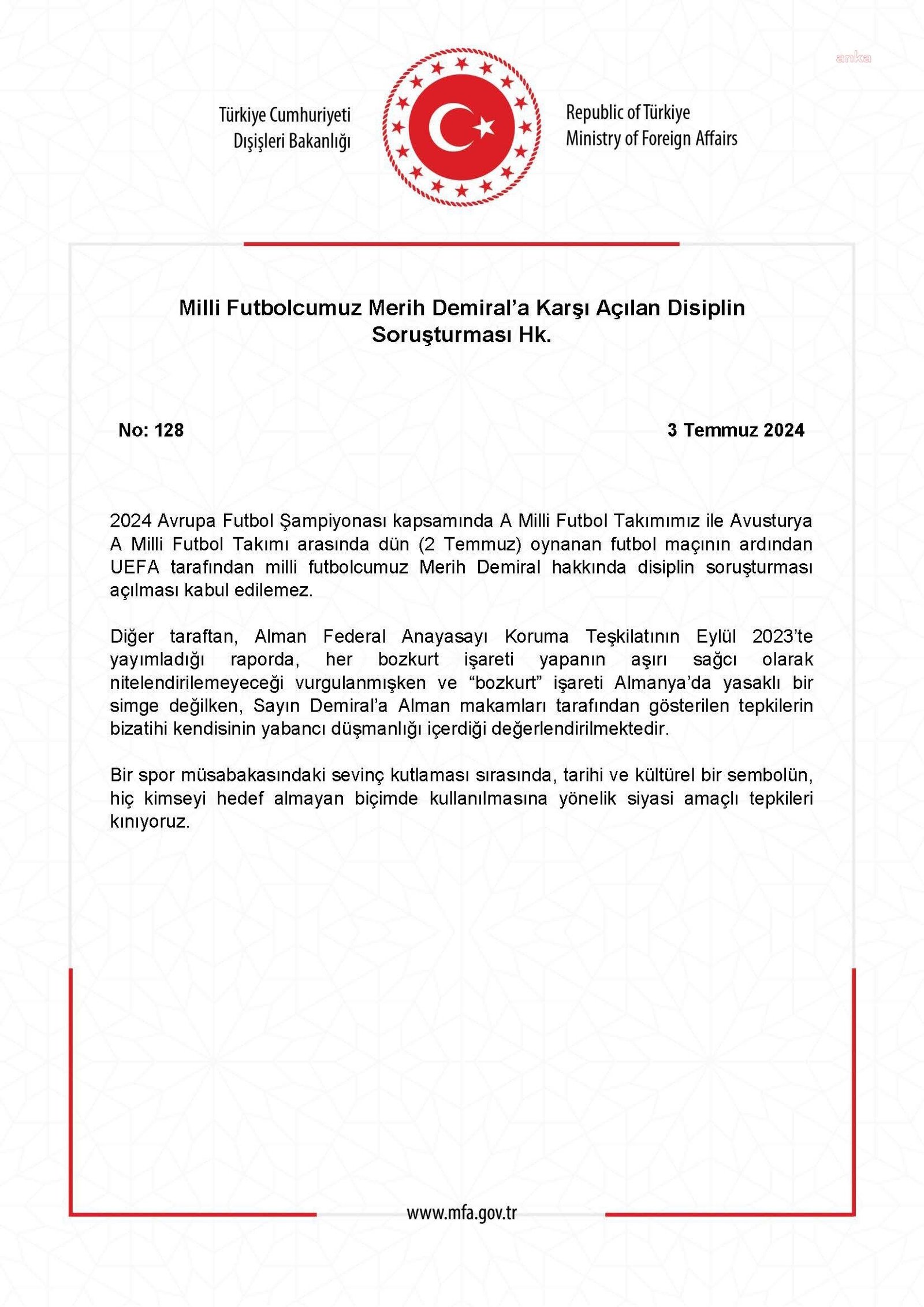 disisleri-bakanligindan-merih-demiral-aciklamasi-demirala-alman-makamlari-tarafindan-gosterilen-tepkilerin-bizatihi-kendisinin-yabanci-dusmanligi-icerdigi-degerlendirilmektedir