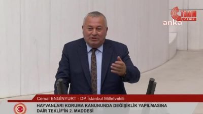 TBMM Genel Kurulu'nda, sokak hayvanlarına ilişkin yasa tasarısıyla ilgili konuşan Demokrat