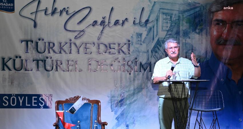 Fikri Sağlar, “Türkiye’deki Kültürel Değişim” söyleşisinde Kuşadalılarla bir araya geldi Eski Kültür ve Turizm Bakanı, siyasetçi ve yazar Fikri Sağlar,