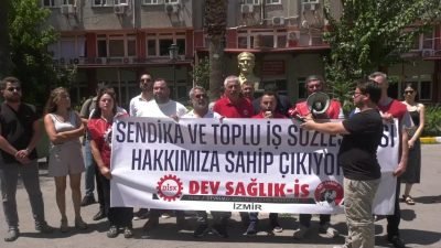  İzmir'de Dev Sağlık İş Sendikası üyeleri, iş kolu barajının artırılarak