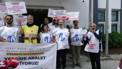 Sağlık meslek örgütleri, “vergide adalet” talebiyle başlattıkları eylemlerin 21’inci haftasında