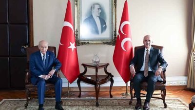 TBMM Başkanı Numan Kurtulmuş, MHP Genel Başkanı Devlet Bahçeli'yi TBMM'deki