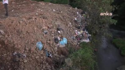 Trabzon'un Araklı ilçesinde bulunan Katı Atık Tesisine selden dolayı ulaşılamaması