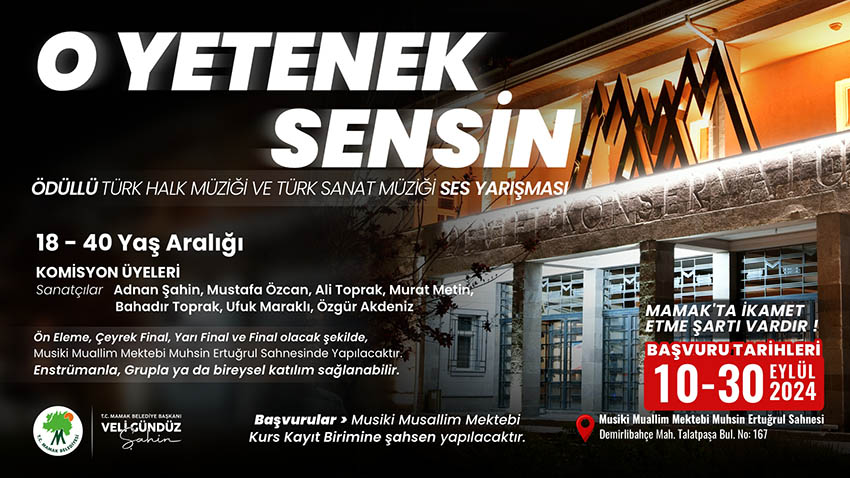 Mamak Belediyesi kültür-sanat etkinliklerine devam ediyor. Musiki Muallim Mektebi’nde düzenlenecek