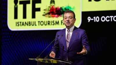  ‘İstanbul Turizm Fuarı’ açılışında konuşan TBB ve İBB Başkanı Ekrem