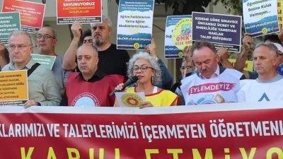 Muğla’da eğitim sendikaları, Öğretmenlik Mesleği Kanun Teklifi’ni basın açıklaması yaparak