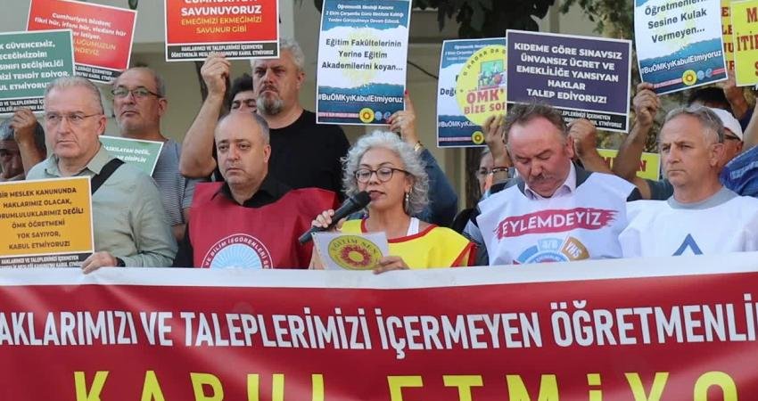 Muğla’da eğitim sendikaları, Öğretmenlik Mesleği Kanun Teklifi’ni basın açıklaması yaparak