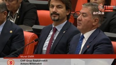 CHP Grup Başkanvekili Murat Emir, TBMM Genel Kurulu'nda TUSAŞ'a yönelik