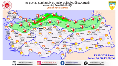 Meteoroloji'nin yaptığı son değerlendirmelere göre, bugün Batı Karadeniz'in iç kesimleri,