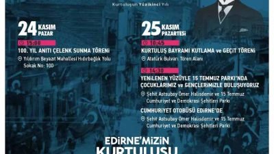 Edirne’nin düşman işgalinden kurtuluşunun 102’nci yılı, Edirne Belediyesi’nin hazırladığı programlarla