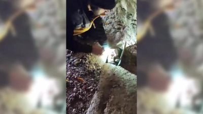 Bilecik’in Bayırköy beldesinde ısınmak için demir borunun içine giren yavru
