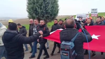 Çayırhan Termik Santrali ve Maden Ocağı'nda özelleştirmeye karşı başlatılan madenci