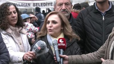 DEM Parti heyeti, Ankara'nın Çayırhan Termik Santrali Maden Sahası’nda eylemde