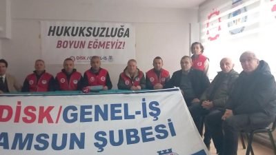 DİSK Genel-İş Genel Başkanı Remzi Çalışkan ve Genel-İş Mersin Şube Başkanı