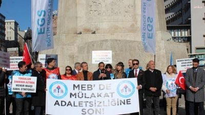 Eğitim ve Bilim Gücü Dayanışma Sendikası (Eğitim Gücü-Sen) üyeleri, Ulus Meydanı’nda,
