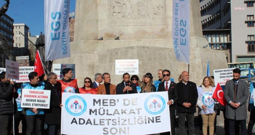 Eğitim ve Bilim Gücü Dayanışma Sendikası (Eğitim Gücü-Sen) üyeleri, Ulus Meydanı’nda,