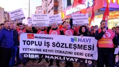 Mc Donalds’ın lojistik işini yapan Havi Lojistik firmasında örgütlendiklerini fakat