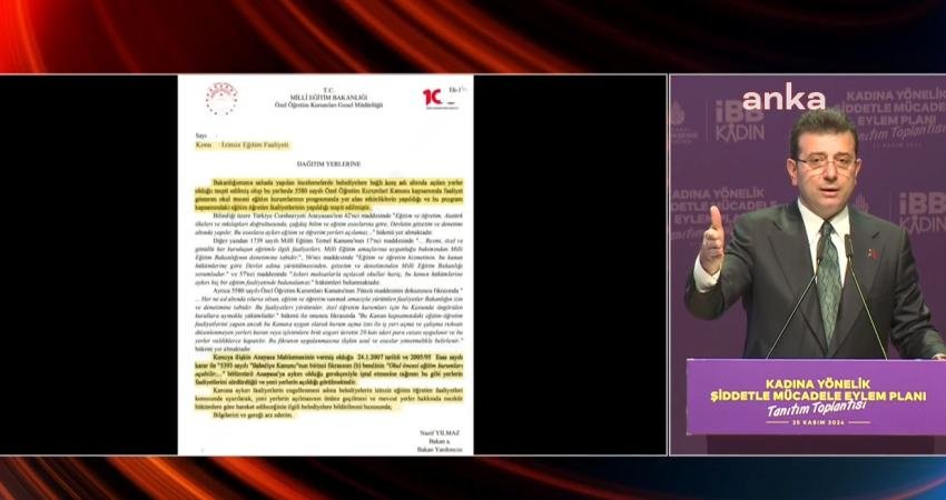 İstanbul Büyükşehir Belediye (İBB) Başkanı Ekrem İmamoğlu, Milli Eğitim Bakanı