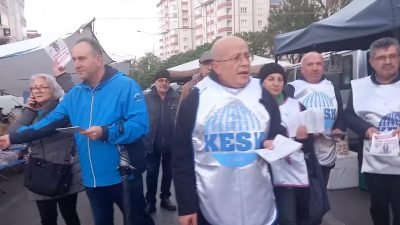 KESK Samsun Şubeler Platformu, semt pazarında 2025 bütçesiyle ilgili bildiri dağıtarak