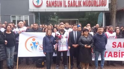 Samsun’daki sağlık örgütleri, Sağlık İl Müdürlüğü önünde bir araya gelerek