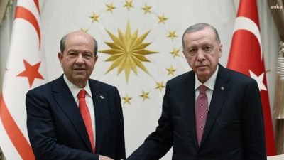 Cumhurbaşkanı Recep Tayyip Erdoğan, KKTC Cumhurbaşkanı Ersin Tatar ile bir