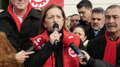 Türkiye Devrimci İşçi Sendikaları Konfederasyonu (DİSK) Genel Başkanı Arzu Çerkezoğlu,