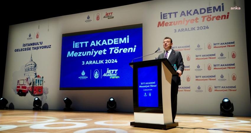 İstanbul Büyükşehir Belediye (İBB) Başkanı Ekrem İmamoğlu, İETT Akademi Mezuniyet