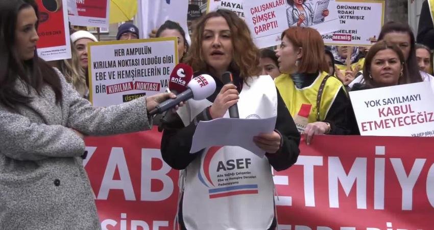 İstanbul İl Sağlık Müdürlüğü önünde toplanan sağlık meslek örgütleri, Aile