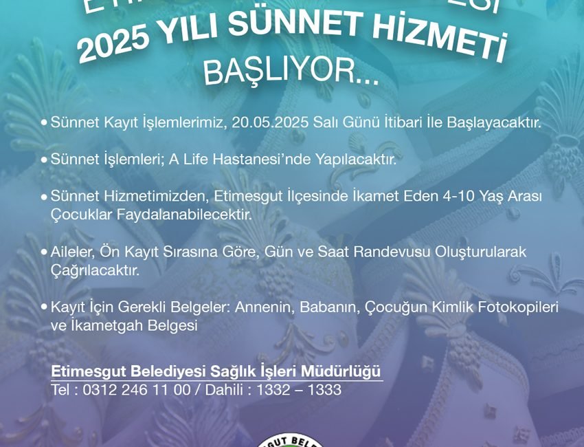 Etimesgut Belediyesi, sosyal sorumluluk projeleri kapsamında düzenlediği ücretsiz sünnet hizmetini