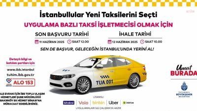 İstanbul Büyükşehir Belediyesi (İBB), “Uygulama Bazlı Taksi Taşımacılığı” kapsamında hizmete