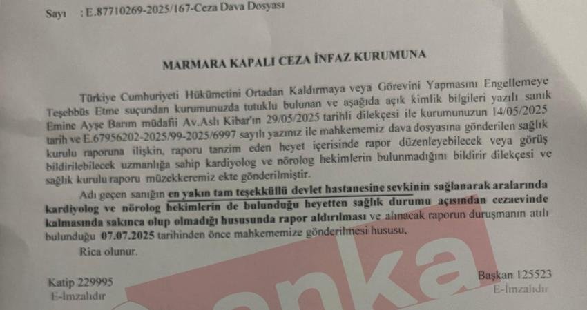 Silivri Marmara Cezaevi’nde tutuklu Ayşe Barım'ın avukatı, Barım'ın sağlık durumunu