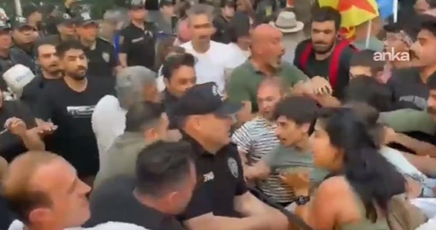 Filistin’deki İsrail işgaline karşı Ankara’da düzenlenen eylemde polis müdahalesi sonucu