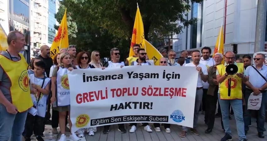 Eğitim Sen Eskişehir Şubesinin basın açıklamasında eğitimciler taleplerini sıraladı ve