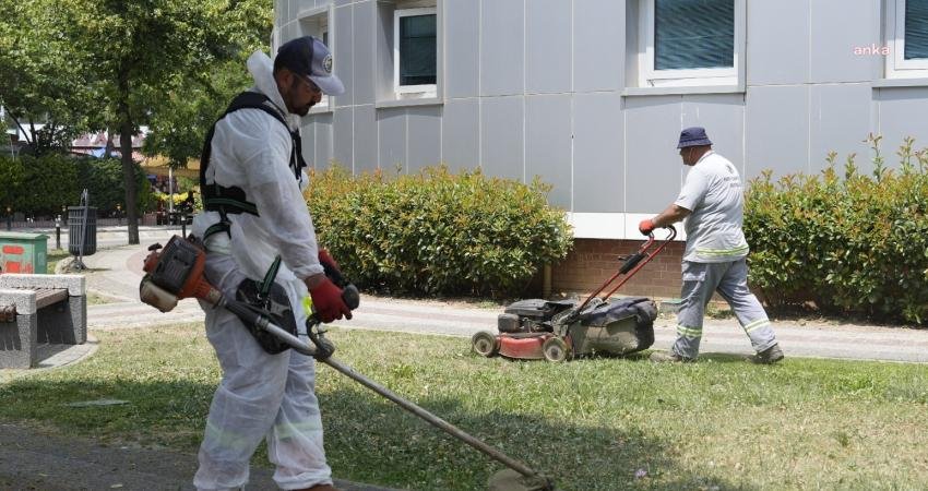 Kartal Belediyesi ekipleri, yaz mevsiminin gelmesiyle birlikte ilçe genelindeki park