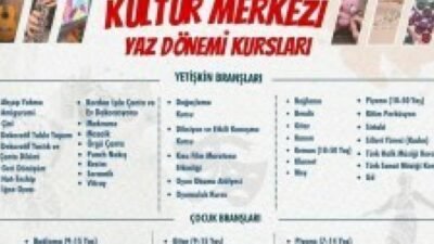 Silivri Belediyesi Kültür Merkezi'nin yaz dönemi kursları için başvurular başladı.