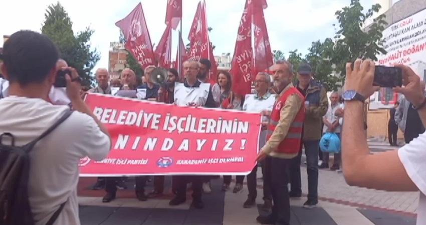 Samsun’da Atakum ve Tekkeköy belediyelerinde maaşlarını alamayan işçilere destek için