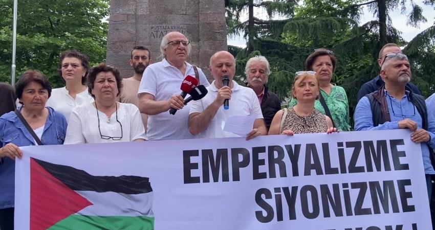 Trabzon Emek ve Demokrasi Platformu üyeleri, İsrail'i protesto etti. Platformun Dönem