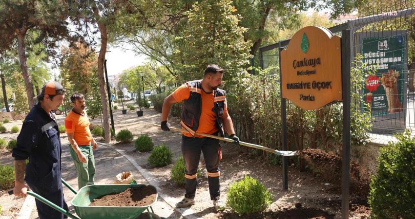 Çankaya Belediyesi, ilçe genelindeki parklarda bakım ve onarım faaliyetlerini sürdürüyor.