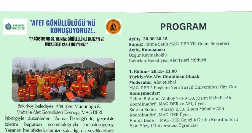 Bakırköy Belediyesi Afet İşleri Müdürlüğü ve Mahalle Afet Gönüllüleri Derneği