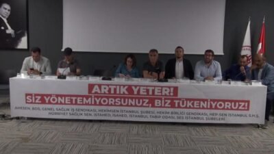 İstanbul Tabip Odası’nda aile hekimlerinin sorunlarına ilişkin konuşan Birlik Dayanışma