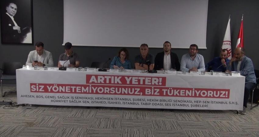 İstanbul Tabip Odası’nda aile hekimlerinin sorunlarına ilişkin konuşan Birlik Dayanışma