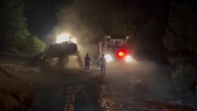 Aydın'ın Nazilli ilçesinde başlayıp Denizli'nin Buldan ilçesine yayılan orman yangını